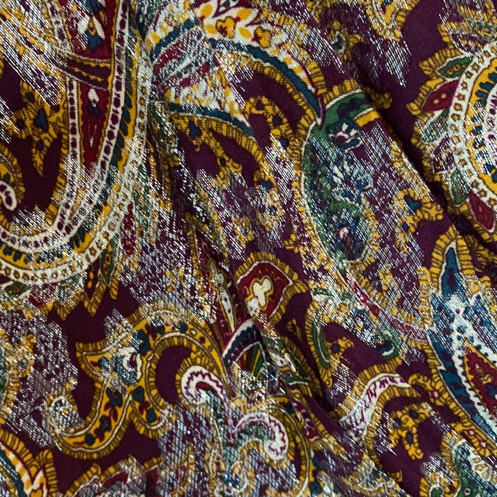 Lauren RL Dress Metallic Gold and Purple Paisley - Picture 2 of 6